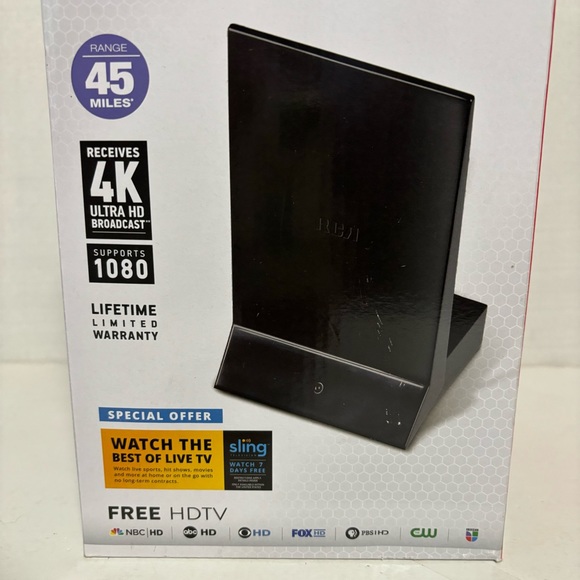 RCA amplified HDTV Indoor Antenna 45 Mi range 4K Ultra HD Broadcast 1080 - Picture 5 of 10